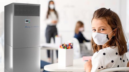 Virenschutz im Klassenraum: Mobile Luftfilter können einen wichtigen Beitrag dazu leisten. Bild: Krantz Virusprotect